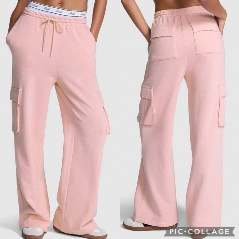 PINK Victoria's Secret Light Pink Cargo Joggers - Picture 1 of 1